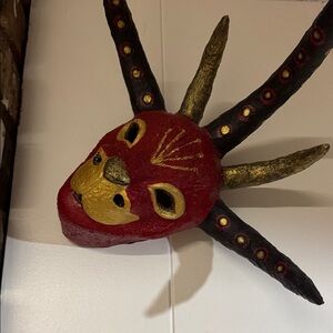 Handcrafted Red and Gold Decorative Mask